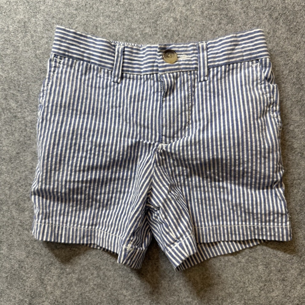 Ralph Lauren Baby Boys Shorts 6M Blue White Seersucker Stripe Preppy